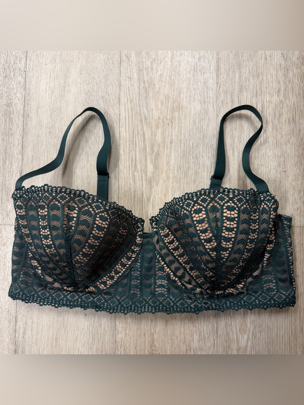 Adore Me Forest Green Lace Longline Bra